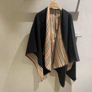 Burberry Black Cape with Striped Interior
